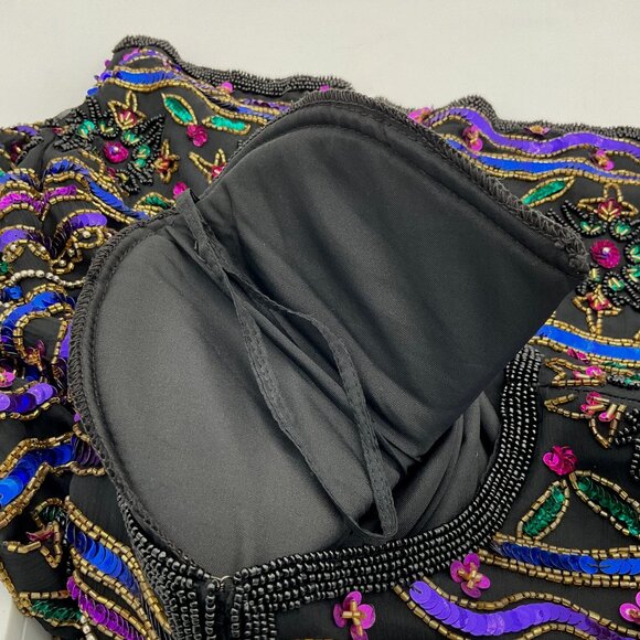 Papell Boutique Evening Multicolored Embellished Beaded Sequined Silk Jacket 14P - Picture 9 of 10